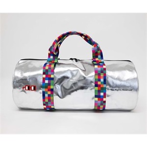 Custom Round Metallic Silver Duffle Bag