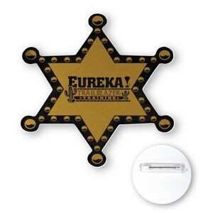 3" Sheriff Badge Star Shape Chipboard Full Color Button