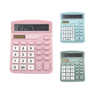 Solar & Battery Dual Power Electronic Calculator W/ LCD Display Screen