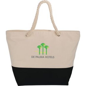 Zippered 12oz Cotton Canvas Rope Tote