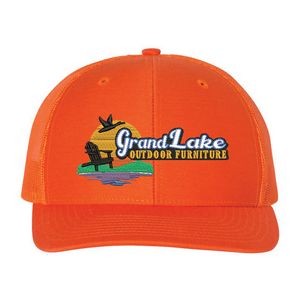 Richardson 112 6-Panel Snapback Trucker Hat w/Leatherette Adhesive Patches or Embroidery