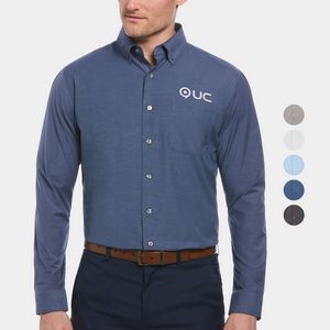 PERRY ELLIS® Big and Tall Heathered Woven Men's Dress Shirt with Custom Logo