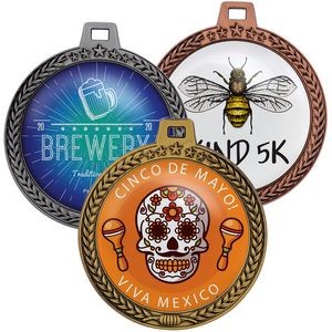 Speed Medal 3" 3D Wreath & Star Border 2-Sided